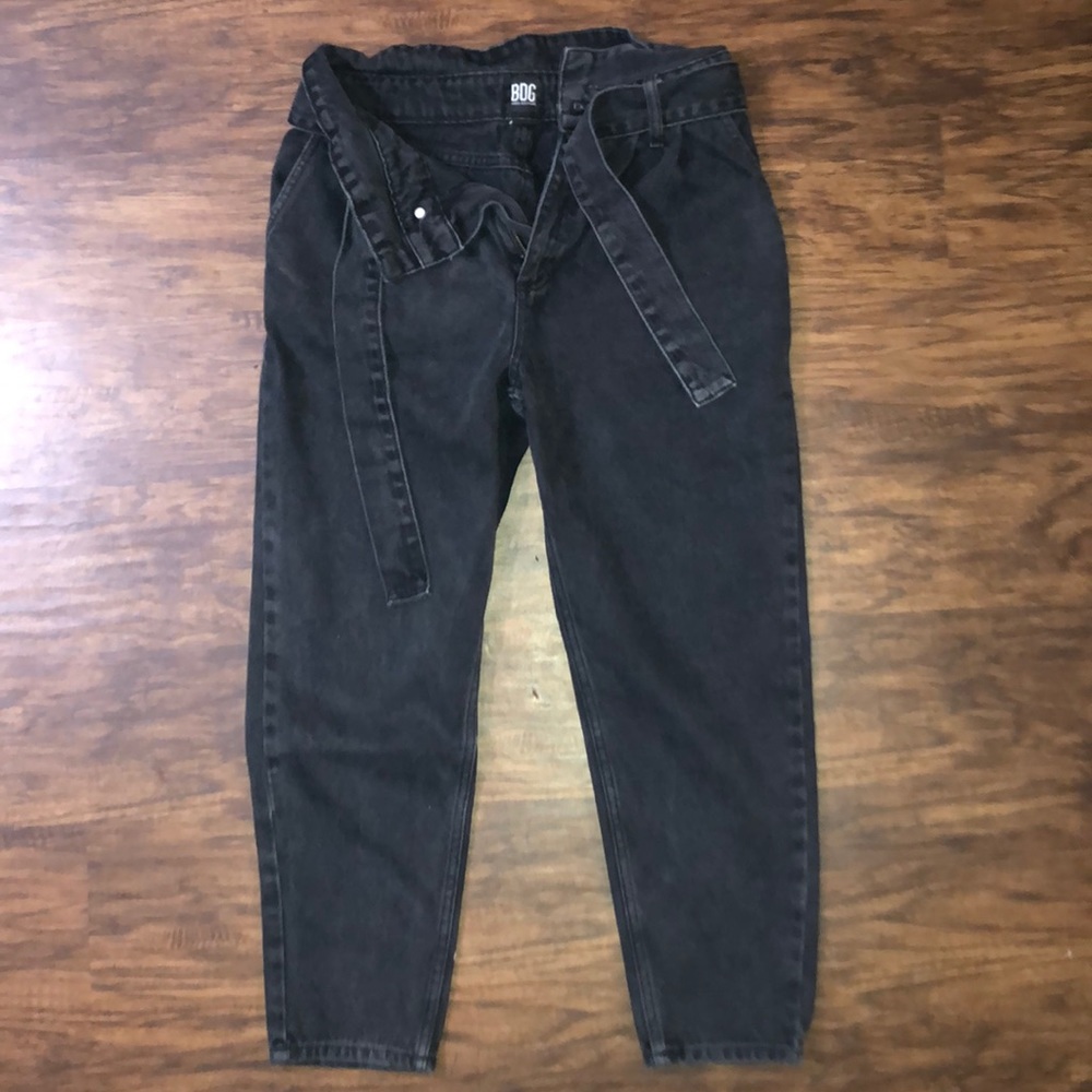 Grey High Waisted Denim Trousers
